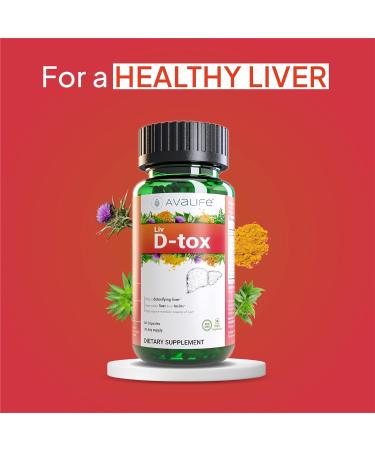 AVALIFE Liv D-Tox - Liver Cleanse & Detox Supplement (60 Capsules) with Turmeric, Milk Thistle & Natural Herbs | Supports Liver & Colon | Gluten-Free, Vegetarian, Non-GMO - 30-Day Supply - Buy Online on GoSupps.com