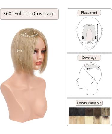 10 Inch Blonde Human Hair Toppers for Thinning Hair - Clip in Cold Blonde (10/16#) - Women's Real Hair Solutions - Buy Online on GoSupps.com