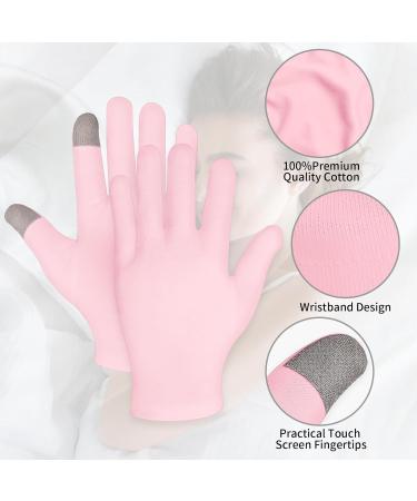 Dimeho 2 Pairs Moisturizing Gloves Touch Screen Cotton Spa Lotion Glove Overnight Bedtime Skin Care Gloves Eczema Glove for Dry Chapped Hands Women Beauty (White + Pink) - Buy Online on GoSupps.com