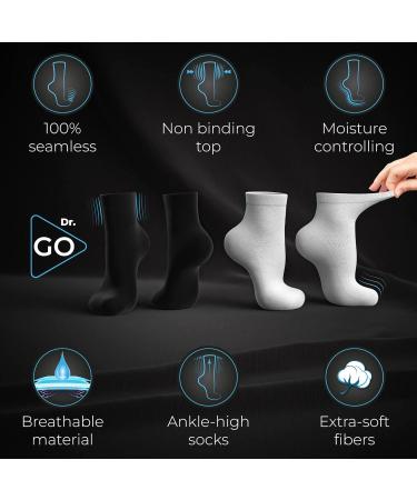 Dr. GO Neuropathy Socks for Men - 100% Seamless Diabetic Socks 12 Pairs in Black & White - Size 9-11 - Buy Online on GoSupps.com