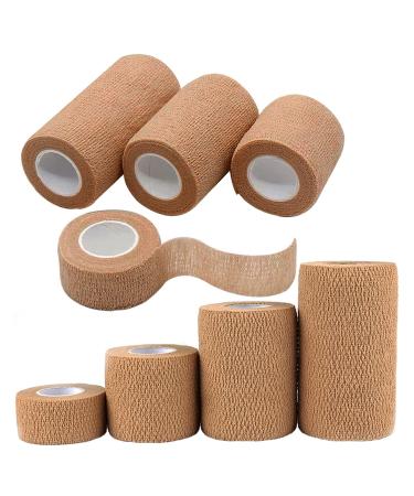 HerMia Cohesive Medical Tape Self Adhesive Bandages Breathable Waterproof Elastic Athletic Non-Woven Bandage 8 Rolls Sports Wrap Tape for Wrist and Ankle Mix Size - 8 Rolls