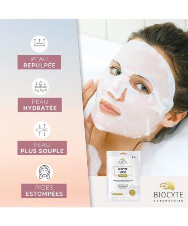 BIOCYTE Collagen Mask - Plumped Skin Moisturizing Reduced Wrinkles - Hyaluronic Acid Collagen Ceramides - 1 Biocellulose Mask - Apply Once a Week - Buy Online on GoSupps.com