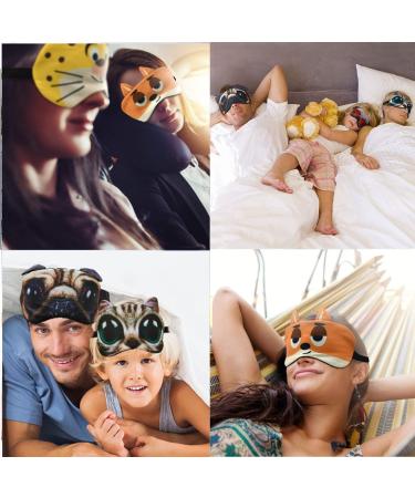 12 Pack Cute Animal Sleep Eye Masks - Plush Blindfolds for Kids Adults & Travel | Funny Cat & Dog Eyeshades for Comfortable Naps & Sleep - Buy Online on GoSupps.com