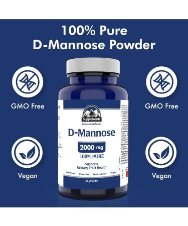 D-Mannose Powder for UTI (Urinary Tract Health) 2000mg 85g - UTI Treatment for Men & Women - Urinary Pain Relief & Bladder Health - 3rd Party Tested - Formulated & Made in Canada - Buy Online on GoSupps.com