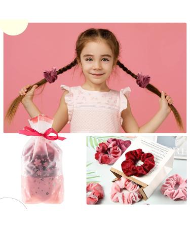 24-Piece Blush Velvet Hair Scrunchies Set with Drawstring Bag - Soft Elastic Hair Bands for Girls and Women | Perfect for Theme Parties and Everyday Use - Buy Online on GoSupps.com