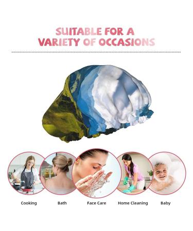 Mountains Green Printed Shower Cap for Women - Waterproof & Fits All Head Sizes - Buy Online on GoSupps.com