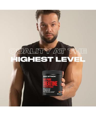 Body Attack Creatine Monohydrate 300g - Pure Vegan Powder - Optimal Solubility - Made in Germany - Cologne List Certified - Buy Online on GoSupps.com
