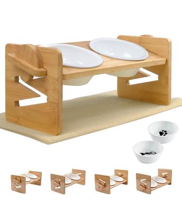 Raised Cat Bowl Cat Bowls with Stand Tilted 15 Adjustable Elevated Ceramic Cat Food Bowl for Cats and Small Dog
