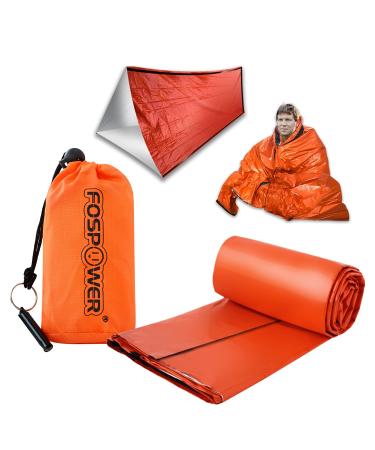 FosPower Emergency Sleeping Bag, Waterproof Survival Shelter Tent & Thermal Blanket with Whistle, Bivvy Bag for Survival Gear, Camping Accessories, Outdoors, Emergency Kit Supplies, Hiking 1