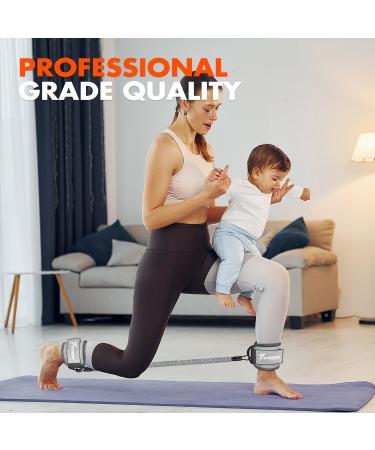 Ankle Resistance Bands Set with Cuffs | Glutes & Legs Workout Equipment | Grey | For Home Gym | Men & Women - Buy Online on GoSupps.com