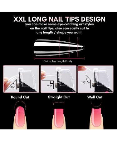 Makartt 240Pcs Soft Gel Full Cover Nail Extensions Kit | XXL Stiletto Nail Tips | Press on Nails with Glue and File - Buy Online on GoSupps.com