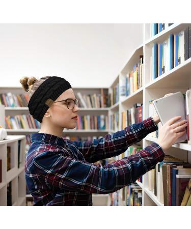 Winter Cable Knit Headbands - 2 Pcs Women's Ear Warmer Headband Set - Thermal Twist Head Wrap for Shopping, Skiing & Running - Black & Deep Grey - Buy Online on GoSupps.com