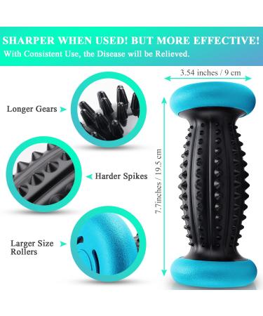 HOFASON Foot Roller Massage Ball Set for Plantar Fasciitis & Body Pain Relief - 1 Roller & 2 Spiky Balls - Foot Massager Reflexology Tool (Black Blue) - Buy Online on GoSupps.com