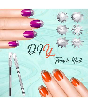 French Nail Trimmer Set - Stainless Steel Cutter with 5 Spare Blades for Acrylic Nails - DIY Manicure Tool with 2 Handles - Silver - Buy Online on GoSupps.com