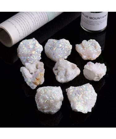 Crystal Rough Natural White Angel Aura Quartz Electroplating White Crystal Cluster Colorful Point Geode Enegry Crystals Decor (Size : 30g) - Buy Online on GoSupps.com