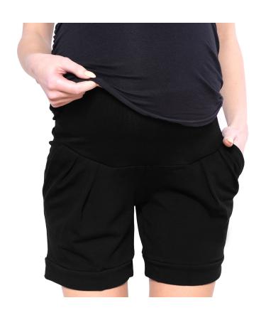 Mija - Maternity Shorts Pants Trousers with Over Bump Panel 1047 XXL Black