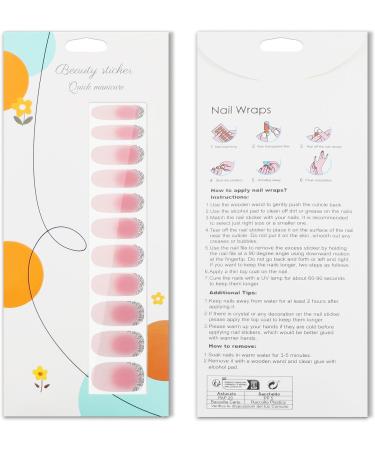 JMEOWIO Gel Nail Strips French Tip Glitter Gel Nail Stickers Nail Supplies Nail Art Design Decoration Accessories - Buy Online on GoSupps.com