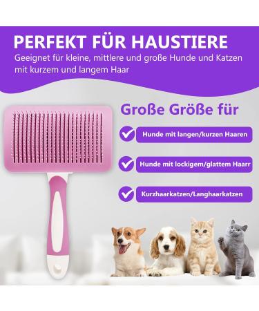 PHAVESAS Gro Pets Dog and Cat Self-Cleaning Brush | Best Pet Brush for Long and Short Hair - Purple Rosa Pink - Buy Online on GoSupps.com