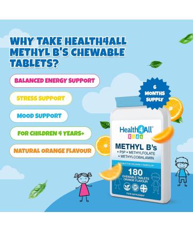 Health4All Kids Methyl B's 180 Tablets - Stress & Mood Support for Children - Vegan Sublingual B12, 5-MTHF, B6 - 180 Count - Buy Online on GoSupps.com