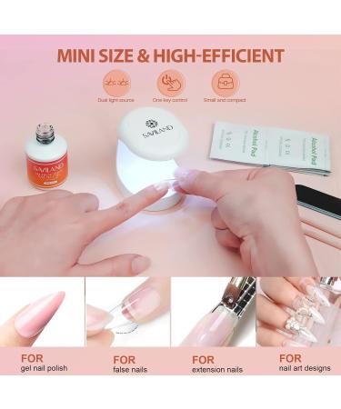 Saviland Nail Glue Gel Kit with U V Nail Lamp - All-in-1 DIY Nail Art Extension Kit with 15ml Gel Glue, Dehydrator, Non-Acid PH Bond, and 16W Portable LED Nail Lamp - Buy Online on GoSupps.com