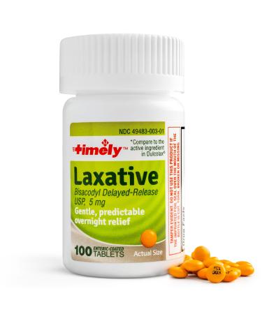 TIME-CAP LABS INC. Timely Bisacodyl 5mg - 100 Tablets - Laxatives for Constipation Relief - Compared to The Active Ingredients in Dulcolax - Gentle Dependable Constipation Relief for Adults