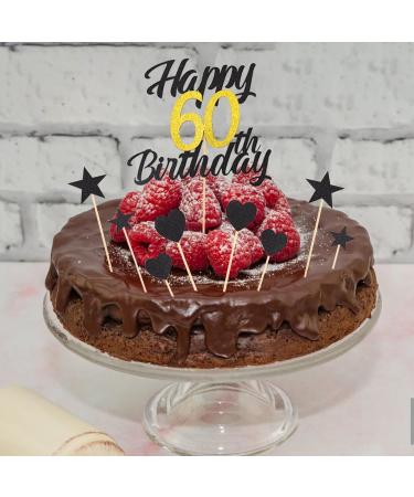60th Birthday Cake Decoration Set - Alegre Tortendeko | 9 Pcs Black & Gold Happy 60th Birthday Topper | Party Supplies for Men & Women - Buy Online on GoSupps.com