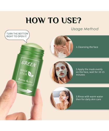 2-Pack Green Tea Purifying Clay Mask Stick - Deep Cleansing & Moisturizing for All Skin Types - Monte Luna - Buy Online on GoSupps.com