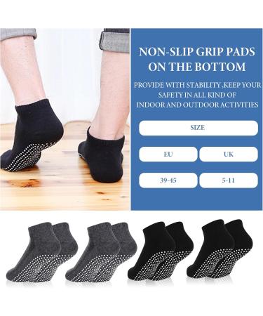 Smilcloud Non-Slip Stopper Socks for Women & Men - Yoga Ballet Pilates & Hospital Use | 4 Pairs Dark Gray & Black - Buy Online on GoSupps.com