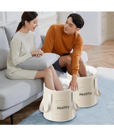 Collapsible Foot Bath with Zippered Lid Portable Foot Soaking Bucket Heat Retaining Non-slip Foot Bath Tub for Home Outdoor Champagne Foot Bath Bucket - Buy Online on GoSupps.com