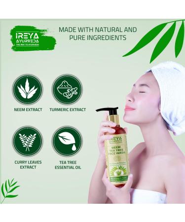 Neem Tea Tree Face Wash 200ml (6.76oz) with Neem Extract & Tea Tree Oil | Moisturizing Cleanser for Men and Women Gentle Daily Wash for Soft and Smooth Skin - Buy Online on GoSupps.com