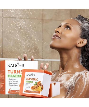  LINGJIONG organic turmeric soap for women natural soap face and body soap for dark spots hyperpigmentation smooth skin cleanses natural handmade - Buy Online on GoSupps.com