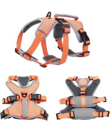 Buy Belpro Multi-Purpose No-Pull Reflective Dog Harness for Large Dogs - Adjustable Vest with Durable Handle & Dog Dishes (Orange L) - Buy Online on GoSupps.com