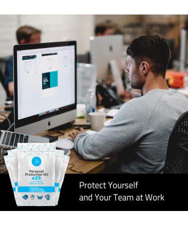 Personal Protection Kit TO GO Mini 4 Item PPE Kit for travel and school | Includes 1 Each of Face Covering Gloves Cleansing Wipes & Hand Cleansing Gel | 10 - Pack (Light Blue) - Buy Online on GoSupps.com