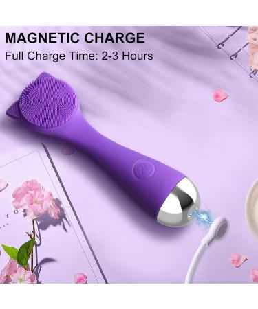 Facial Cleansing Brush - Waterproof Silicone Exfoliator for Men & Women | 3 Speeds | Deep Cleaning & Blackhead Removal (Purple - Buy Online on GoSupps.com