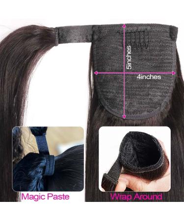 Ponytail Extension 12-26 Inch Wrap Around Ponytail Hair Straight Ponytail Extension Real Human Hair Extensions Natural Black Clip in Brazilian Remy Ponytail Hairpieces Hair Extensions Ponytail(20inche 20inches 120g Straight - Buy Online on GoSupps.com