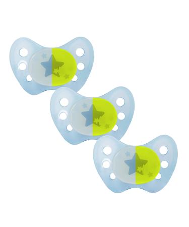 DentiStar Night Latex Schnuller 3-Set-Size 3 from 14 months-dental and jaw-friendly light snap for the night-blue with a star motif lights up in the dark-Made in Germany size 3 (3 Pack) Stern Blue