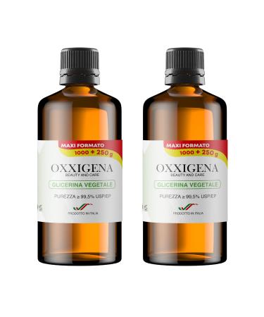 Oxxigena - Pure Liquid Vegetable Glycerine 99.5% (Glycerol) 2 x 1 L Bottle (2.5 L) Full VG Neutral Base Ideal for Moisturizing Skin Hair and Liquids Tasteless and Odourless