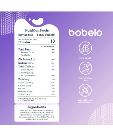Bobelo Self Carbonating Hydration Packets, Lavender Lemonade, 30 Pack, Sparkling Water & Soda Alternative, Sugar Free Electrolytes Powder Packets, Water Enhancer Drink Mix, Low Calorie, Keto Friendly Lavender Lemonade 0.01  - Buy Online on GoSupps.com