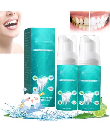 Mouth rinsing herbal whitening mouth repair foam gum health tooth whitening tooth whitening tartar removal reduces bad breath (2 pieces) 2 pieces.