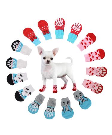Heiqlay dogs anti-slip socks for cats paw protection dog cat pet indoor anti-slip socks paw protection and traction thanks to silicone gel for dogs and cats 4 sets l