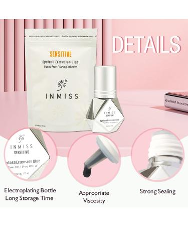 INMISS Sensitive Lash Extension Glue | No Fume | 2-3 Sec Drying Time | DIY Individual Eyelash Adhesive for Self & Professional Application | 0.34fl.oz / 10 ml - Buy Online on GoSupps.com