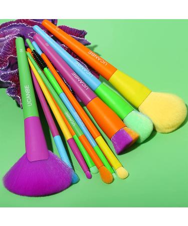 UCANBE 12pcs Rainbow Makeup Brushes Set - Premium Synthetic for Face Eyes Shadow, Foundation, Blush, Eyeliner, Eyebrow - Includes Concealer and Cream Blending - Professional Make Up Brush Kit - Buy Online on GoSupps.com