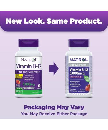 Natrol Vitamin B-12 5000mcg 200 Tablets & Biotin 10000mcg 60 Tablets for Cellular Energy Healthy Nervous System Hair Skin and Nails - Buy Online on GoSupps.com