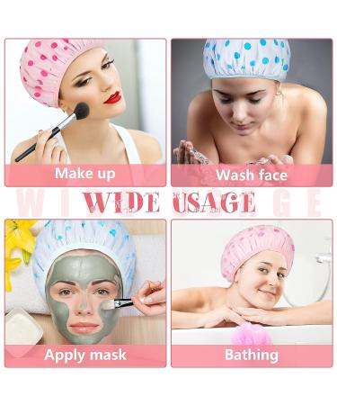 4 Pcs Terry Lined Reusable Shower Caps for Women - Waterproof EVA Bath Caps for Hair Care - Floral Design - Buy Online on GoSupps.com