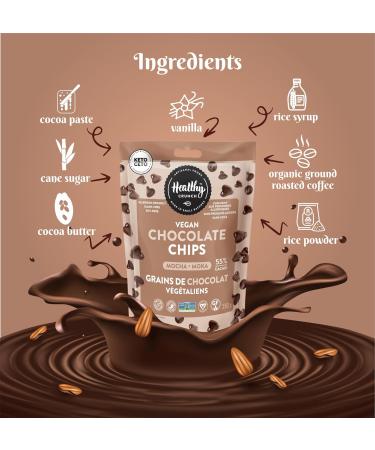 Healthy Crunch - Chocolate Chips - Mocha Chocolate - 6 units x 283 grams - Dairy Free Vegan High Protein - Organic Snacks - Dark & White Chocolate - Nut Free - Ideal Healthy Snacks for Adults - Vegan Chocolate Chip Cookies - Buy Online on GoSupps.com