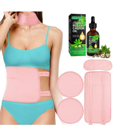 Casting oil pack for the liver castor oil organic castor oil pack for waist and neck reusable organic citger oil packs cotton flannel & soft ligaments (pink) Bio-Rizinus oil pack (pink)
