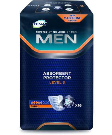Tena Men Level 3 Inserts - 16 Absorbent Pads for Bladder Weakness | Incontinence Aid for Seniors | 710ml Suction Power - Buy Online on GoSupps.com