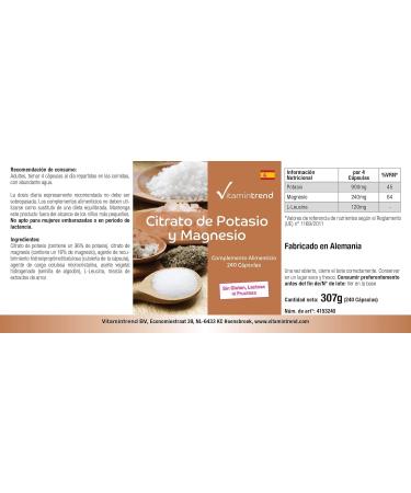 Magnesium citrate with potassium - highly dosed - vegan - 240 capsules | Vitamintrend  - Buy Online on GoSupps.com