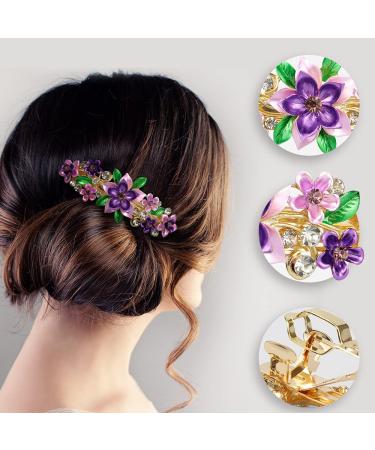 NAIHOD Vintage French Hair Barrettes - Luxurious Flower Leaf Butterfly Hair Clips - 3Pcs Bridal Hair Pins for Women & Girls - Wedding Party Jewelry - Buy Online on GoSupps.com