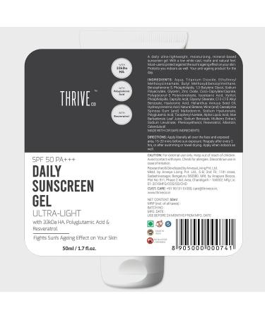 Sheltr Ultra-Light Daily Sunscreen Gel SPF 50 PA+++ | Mineral-Based UVA/UVB Protection | Anti-Aging Hydration for All Skin Types - 50ml - Buy Online on GoSupps.com